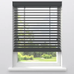 Kwantum Jaloezieën|Houten Jaloezieën*Fenstr Bamboe Jaloezie Wessel 50mm Antraciet