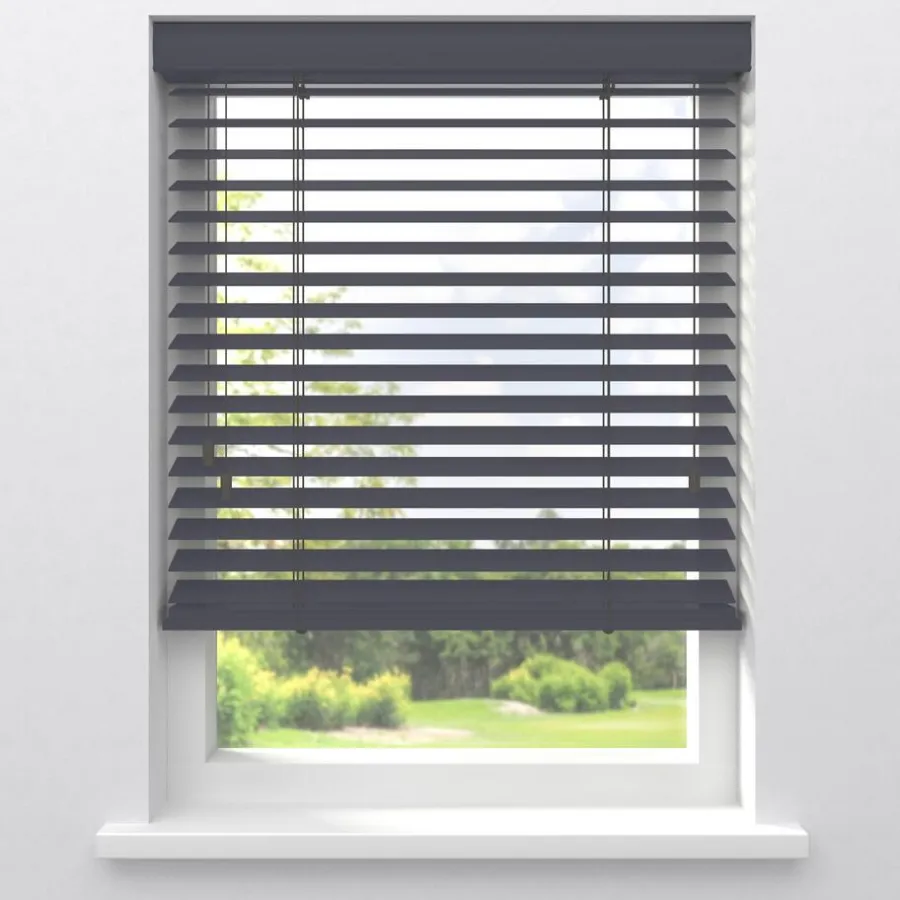 Kwantum Aluminium Jaloezieën|Houten Jaloezieën*Fenstr Houten Jaloezie Wout 50mm Grijs