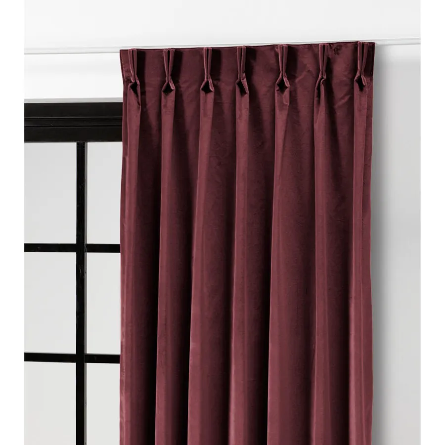 Kwantum Vouwgordijnen|Gordijnen*Gordijn Velours Romeo Bordeaux