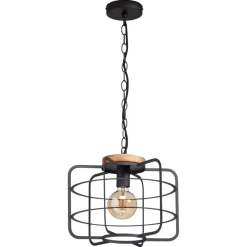 Kwantum Hanglampen*Hanglamp Wood 1-Lichts Zwart