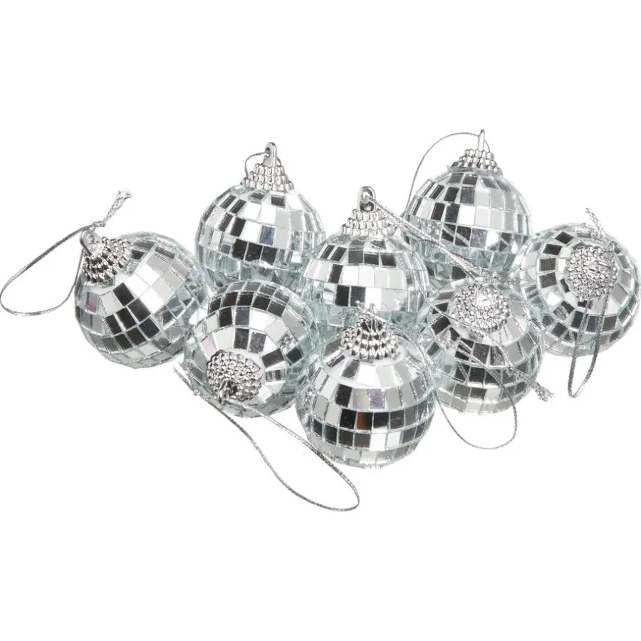Kwantum Kerstballen & Kerstornamenten*Kerstballen Disco Zilver - 8 Stuks
