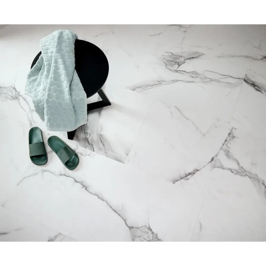 Kwantum Klik Pvc-Vloeren*Klik PVC Marble Wit Tegel XL Plank Je berekent hoeveel meters je nodig hebt door lengte en breedte in te vullen