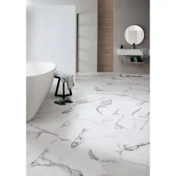 Kwantum Klik Pvc-Vloeren*Klik PVC Marble Wit Tegel XL Plank Je berekent hoeveel meters je nodig hebt door lengte en breedte in te vullen