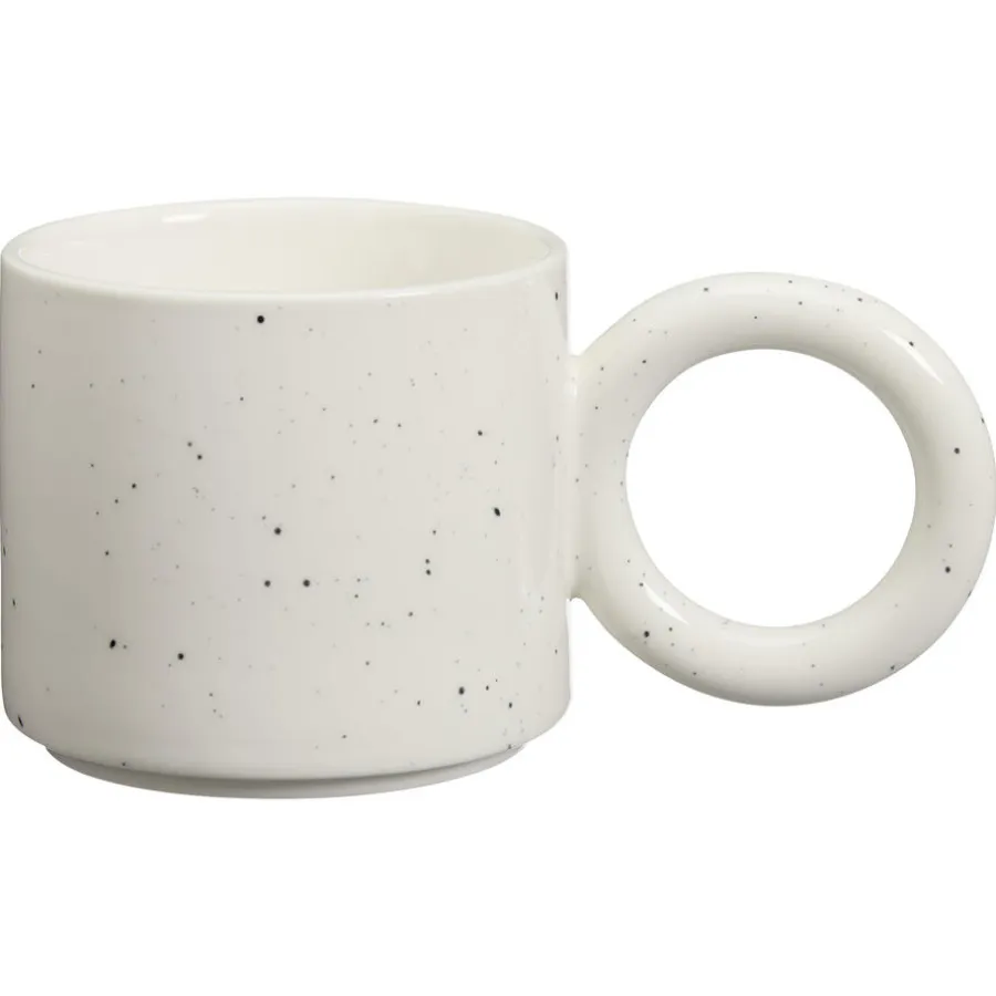 Kwantum Mokken|Mokken*Mok Met Oor Crispen Spikkel Zwart/ 225ml Wit