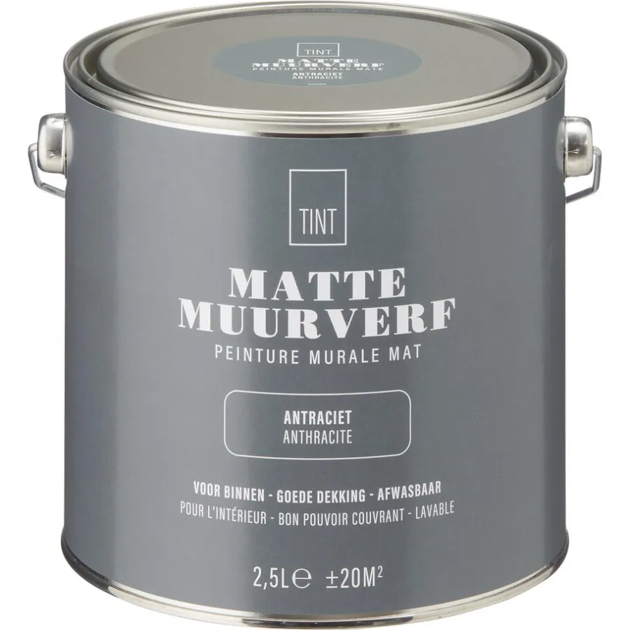 Kwantum Muurverf*Muurverf Mat Antraciet 2.5 L 2.5L