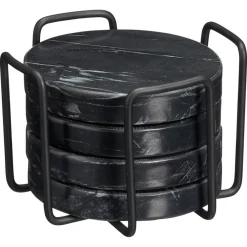 Kwantum Onderzetters|Onderzetters*Onderzetters Marmer 4 Stuks Zwart
