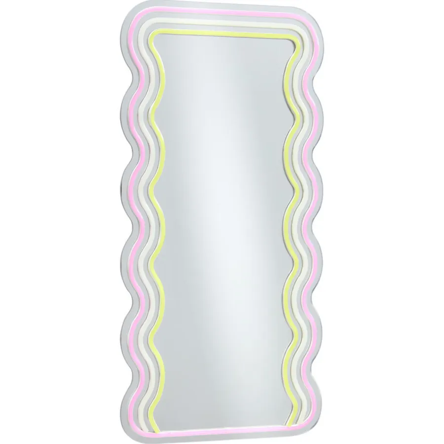 Kwantum Spiegels|Wandlampen*Spiegel Met Verlichting - Wave - Neon - - 70x35 Cm Multicolor