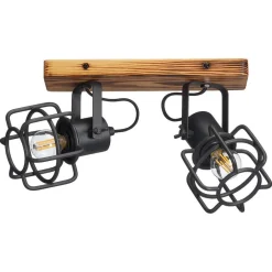 Kwantum Spots*Spot Wood 2-Lichts Zwart